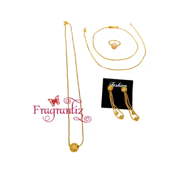 Gold Plated Necklace Chain Set With Anklet For Women